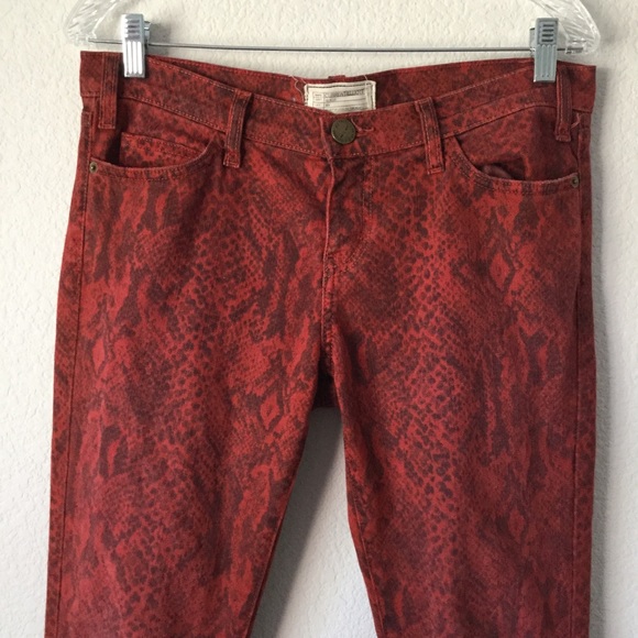 Current/Elliot Red Snakeskin Printed Skinny Jeans - Picture 2 of 7